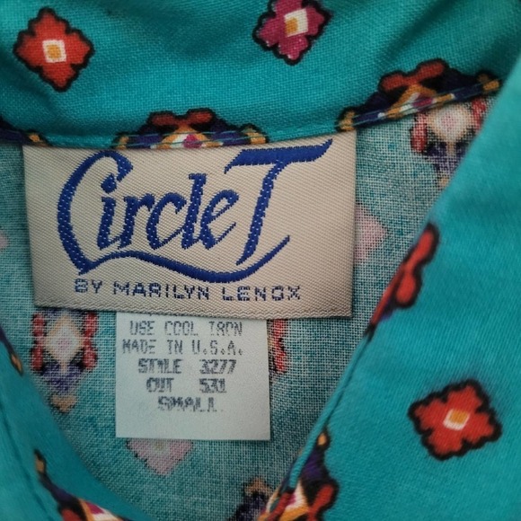 NEW VTG Circle T By Marilyn Lenox Blue Argyle Western Cowgirl Rodeo Top Sz M - Picture 11 of 12